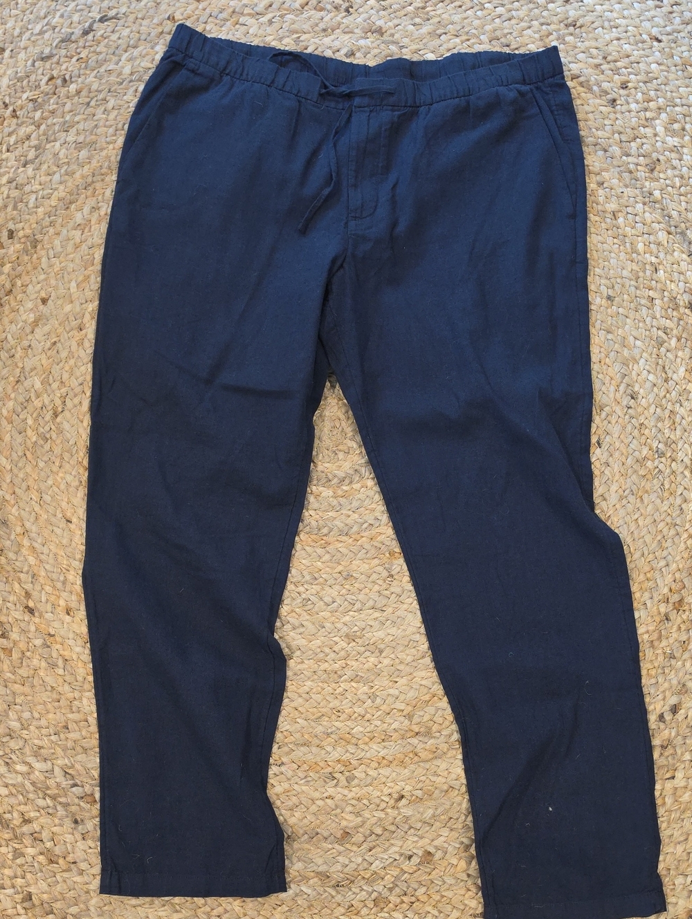 H&M Navy Drawstring Linen Pants